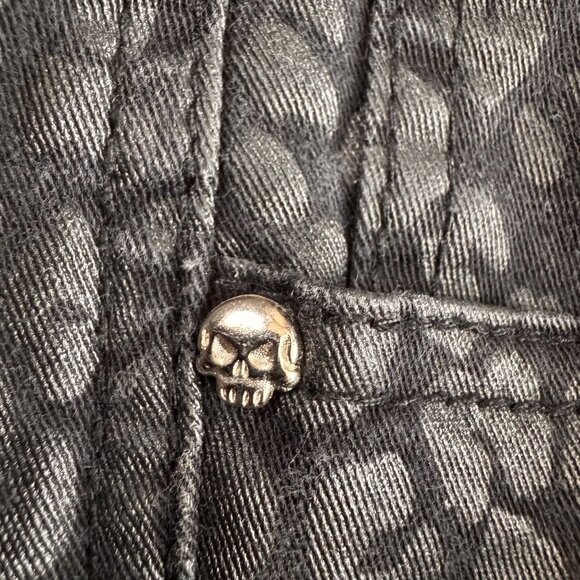 Tripp‎ NYC Leopard Print Skinny Jeans 15 Black Skull Emo Grunge Goth Rockstar - Picture 3 of 8